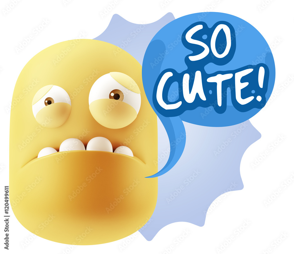 3d Illustration Sad Character Emoji Expression saying So Cute wi 3d Illustration Sad Character Emoji Expression saying So Cute wi