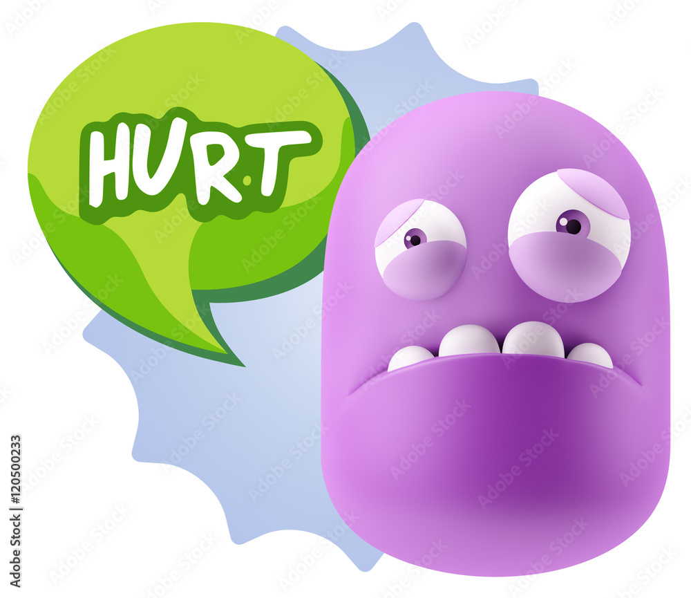 3d Illustration Sad Character Emoji Expression saying Hurt with 3d Illustration Sad Character Emoji Expression saying Hurt with