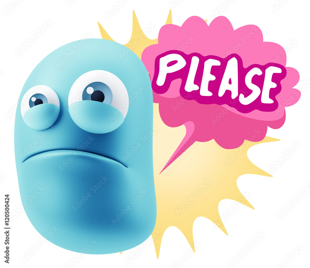 3d Illustration Sad Character Emoji Expression saying Please wit 3d Illustration Sad Character Emoji Expression saying Please wit