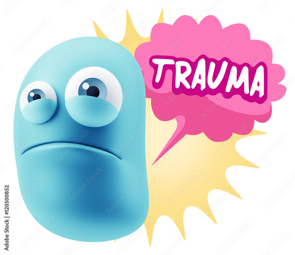 3d Illustration Sad Character Emoji Expression saying Trauma wit 3d Illustration Sad Character Emoji Expression saying Trauma wit
