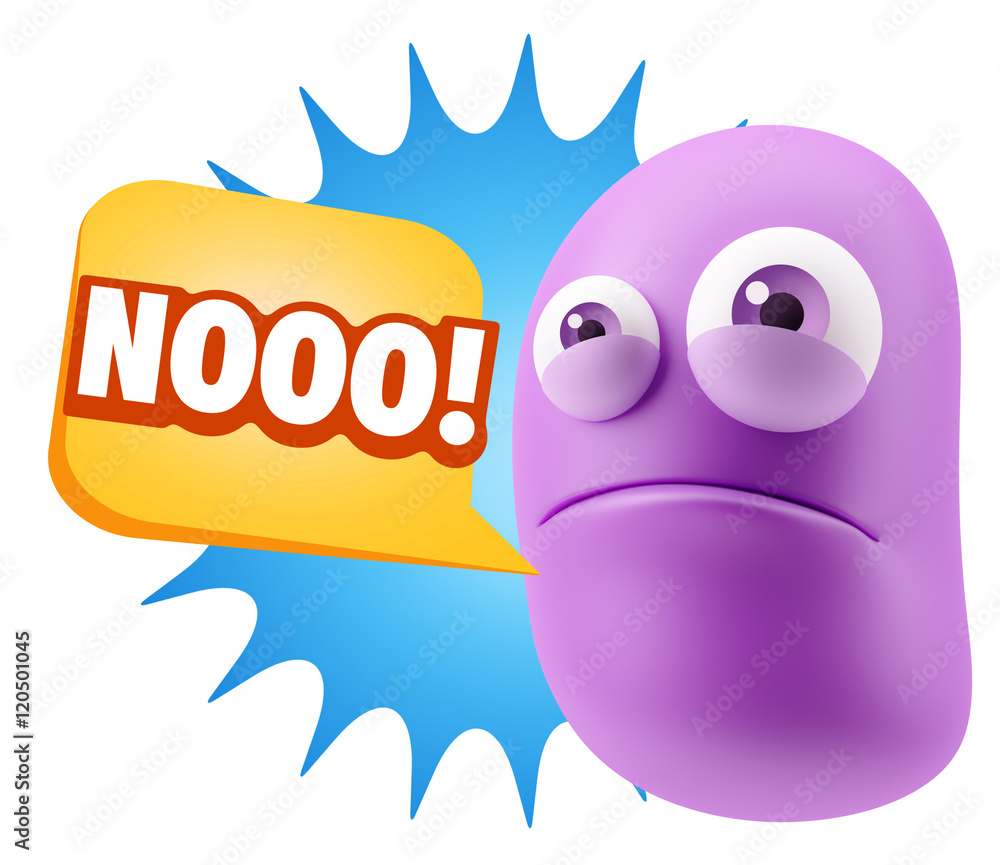 3d Illustration Sad Character Emoji Expression saying No with Co 3d Illustration Sad Character Emoji Expression saying No with Co
