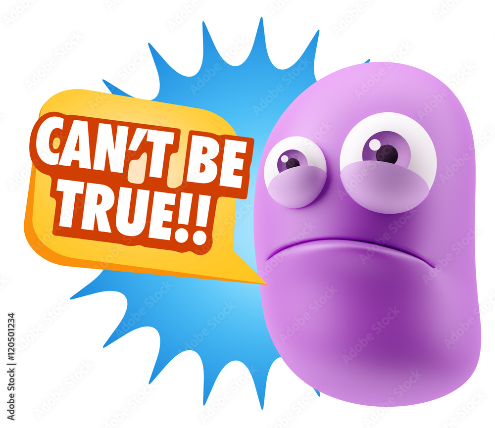 3d Illustration Sad Character Emoji Expression saying Can't be T 3d Illustration Sad Character Emoji Expression saying Can't be T