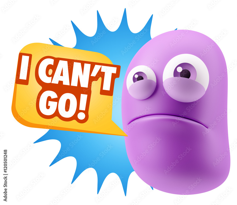 3d Illustration Sad Character Emoji Expression saying I Can't Go 3d Illustration Sad Character Emoji Expression saying I Can't Go