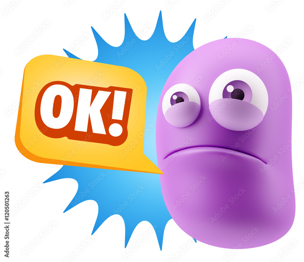 3d Illustration Sad Character Emoji Expression saying OK with Co 3d Illustration Sad Character Emoji Expression saying OK with Co