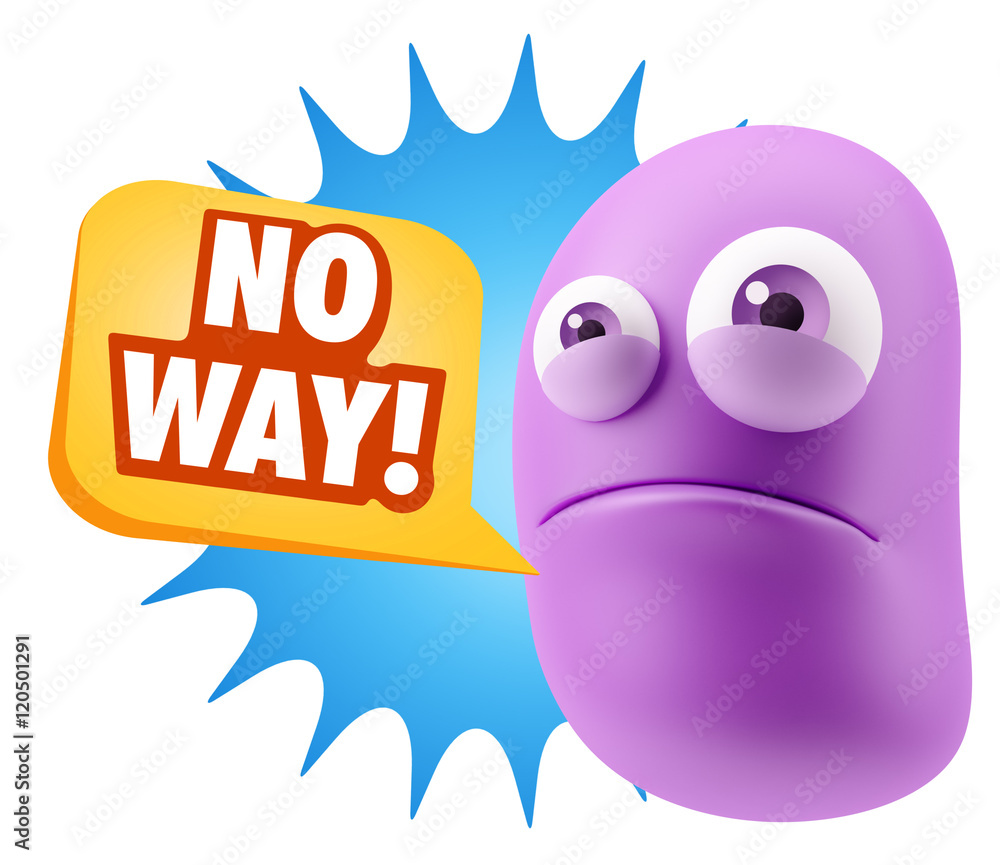 3d Illustration Sad Character Emoji Expression saying No Way wit 3d Illustration Sad Character Emoji Expression saying No Way wit