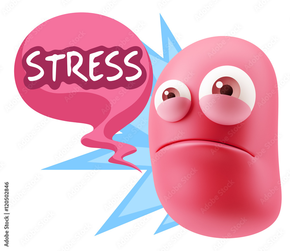 3d Illustration Sad Character Emoji Expression saying Stress wit 3d Illustration Sad Character Emoji Expression saying Stress wit