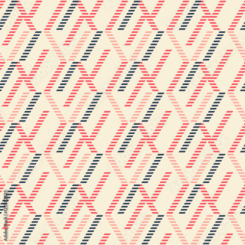 Striped zigzag lines and overlapping segments seamless pattern