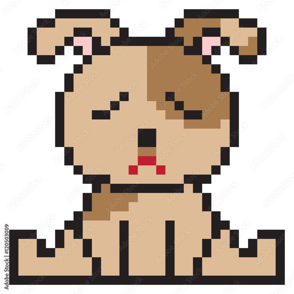Fototapeta premium illustration design pixel art dog sad
