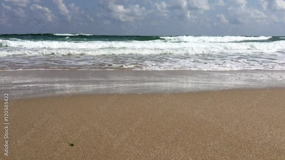 Sea waves with blue sky, coast and waves Sea waves with blue sky, coast and waves