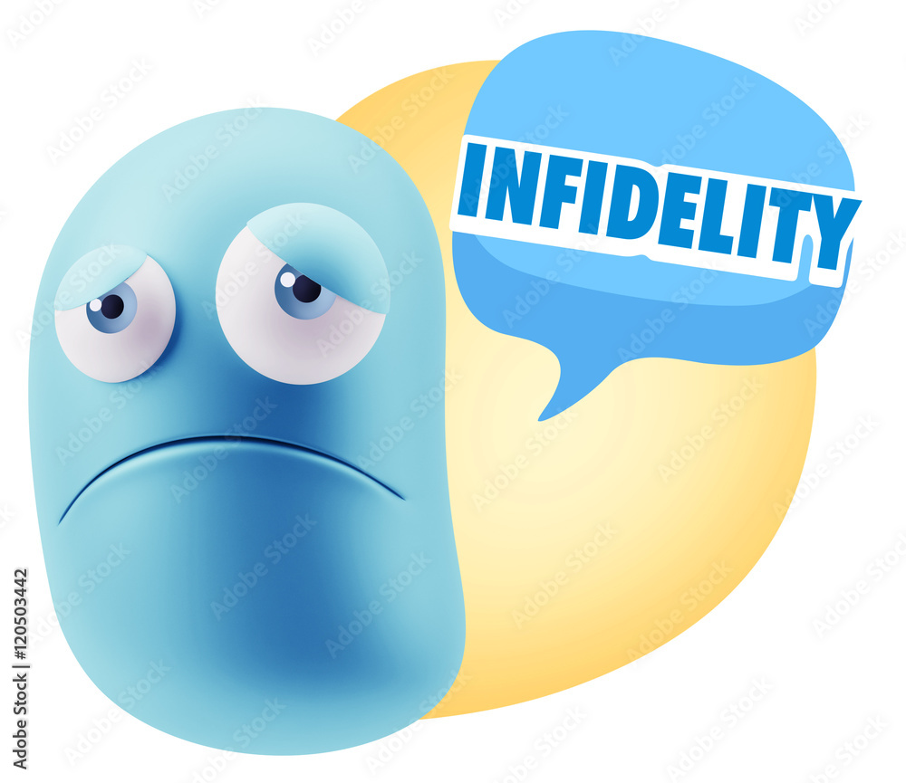 3d Illustration Sad Character Emoji Expression saying Infidelity 3d Illustration Sad Character Emoji Expression saying Infidelity