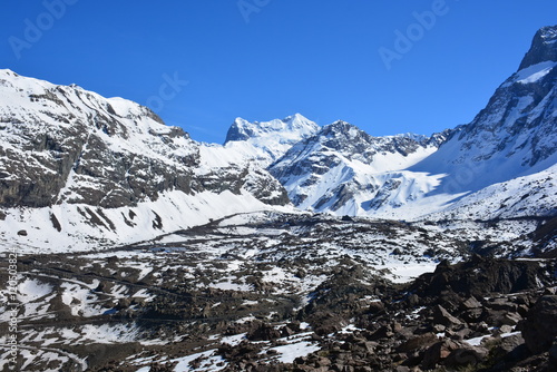 landscape of volcano, mountain, glacier and valley in Chile