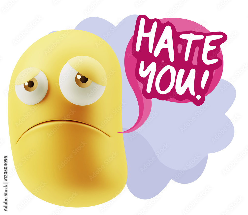 3d Illustration Sad Character Emoji Expression saying Hate You w 3d Illustration Sad Character Emoji Expression saying Hate You w