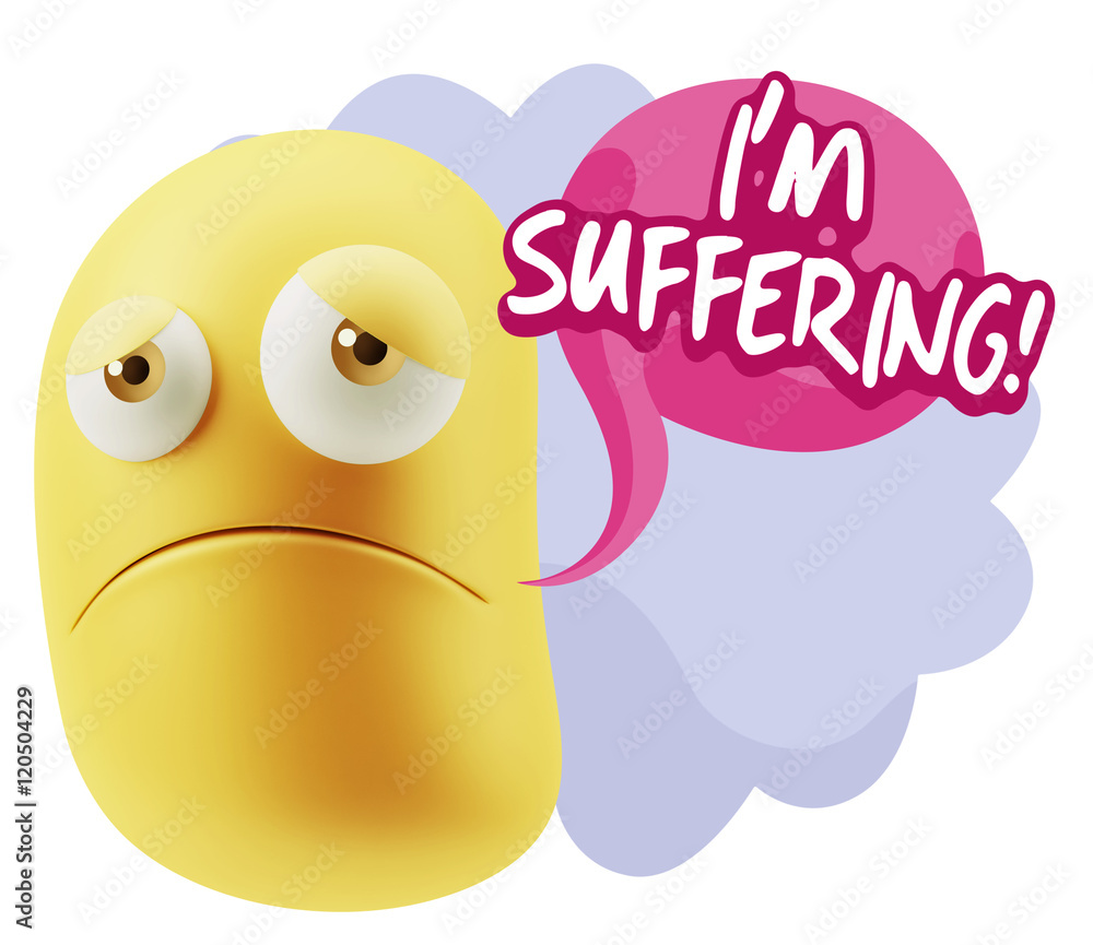 3d Illustration Sad Character Emoji Expression saying I'm Suffer 3d Illustration Sad Character Emoji Expression saying I'm Suffer