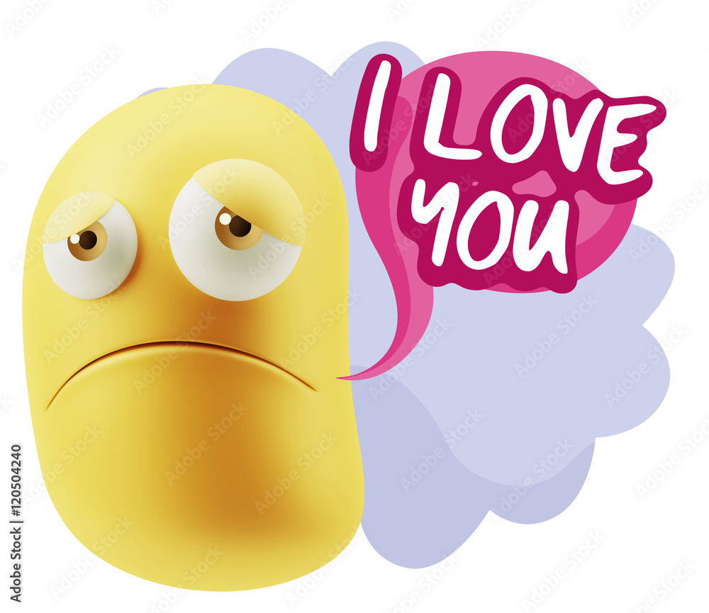 3d Illustration Sad Character Emoji Expression saying I Love You 3d Illustration Sad Character Emoji Expression saying I Love You