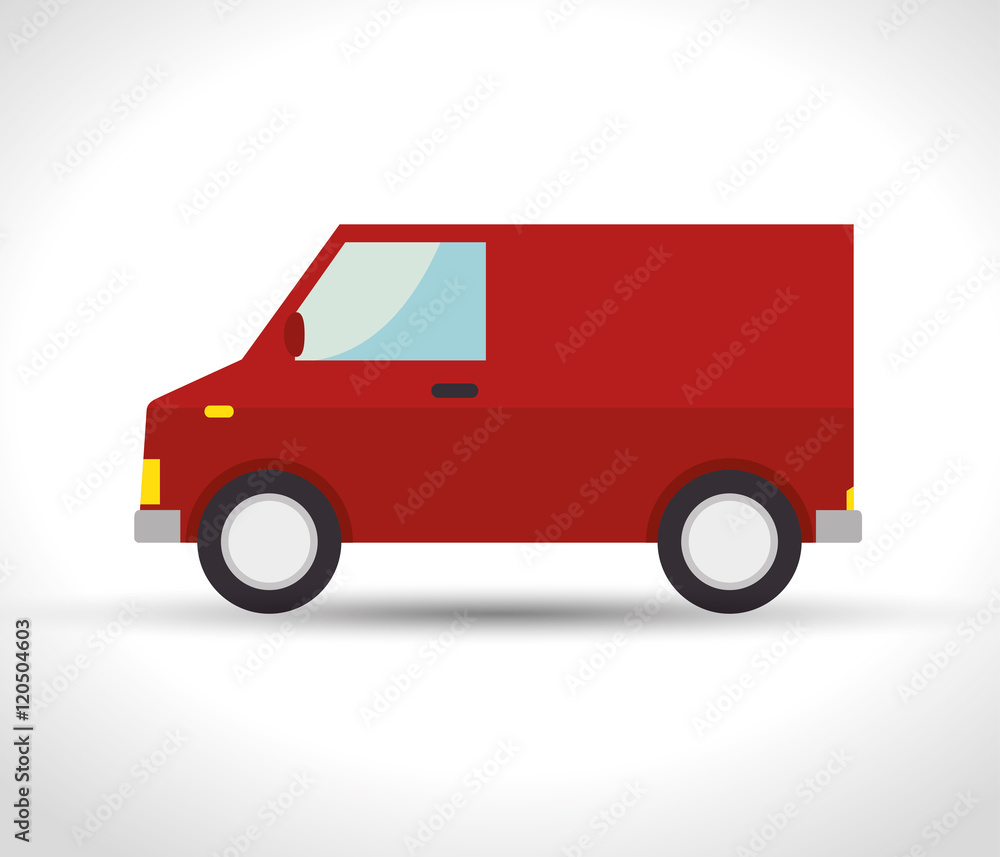 delivery truck red van transporting design isolated vector illustration eps 10