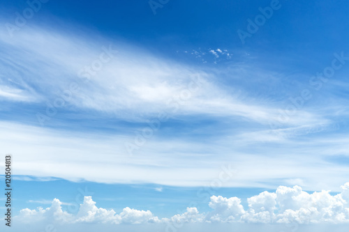 Atmosphere in sunny day with blue sky and white clouds © thanmano