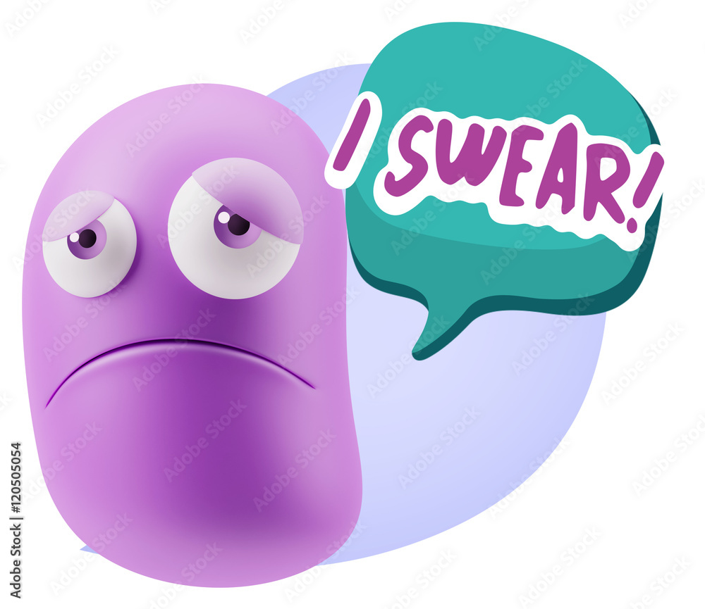 3d Illustration Sad Character Emoji Expression saying I Swear wi 3d Illustration Sad Character Emoji Expression saying I Swear wi