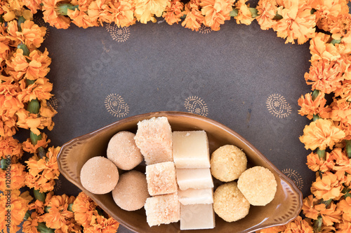 Indian sweets in a plate ready for celebration