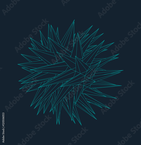 Abstract 3d Illuminated distorted Mesh Sphere . Neon Sign . Futuristic Technology HUD Element . Elegant  Destroyed  . Big data visualization .