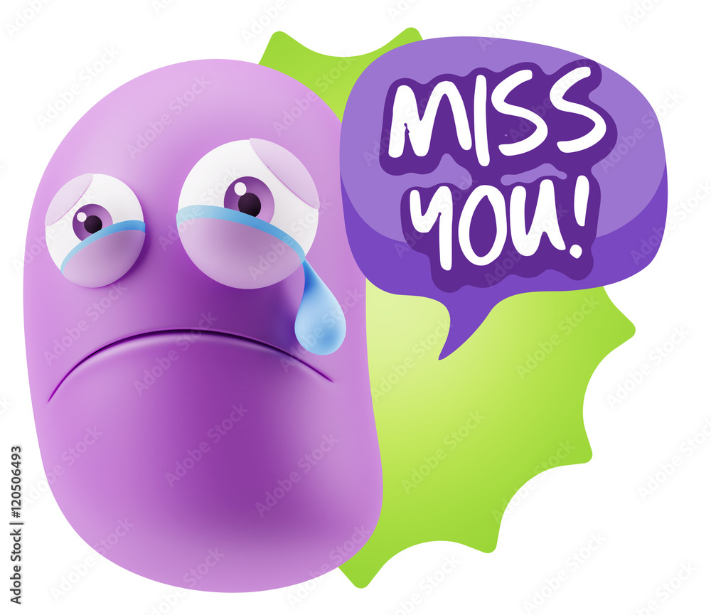 3d Illustration Sad Character Emoji Expression saying Miss You w 3d Illustration Sad Character Emoji Expression saying Miss You w