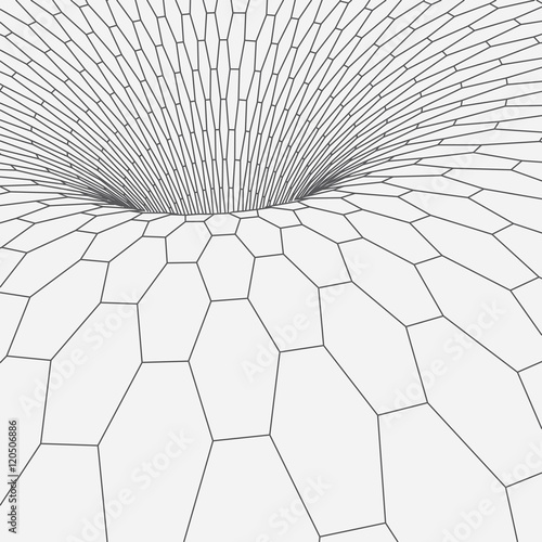 Wireframe torus with connected lines and dots . Mesh polygonal element. Vector Illustration EPS10.