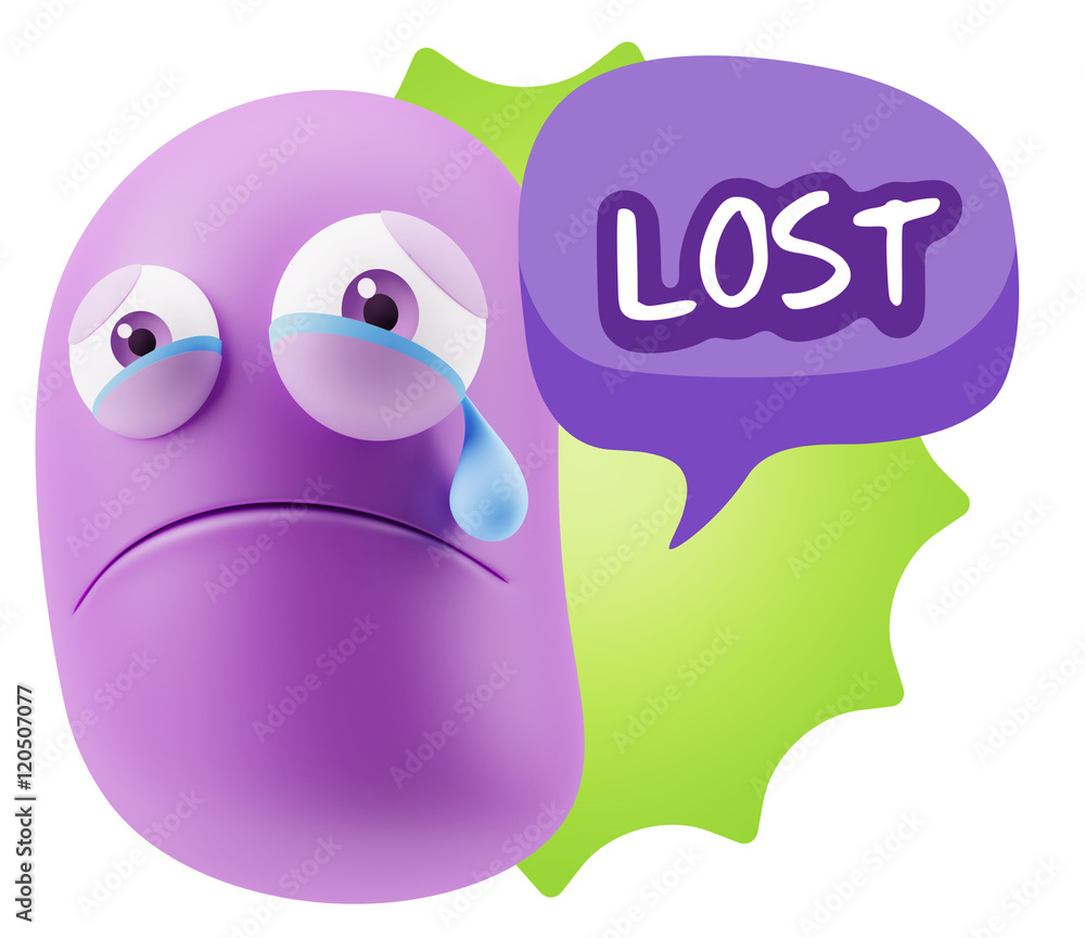 3d Illustration Sad Character Emoji Expression saying Lost with 3d Illustration Sad Character Emoji Expression saying Lost with