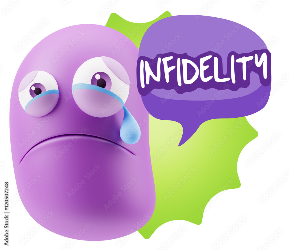3d Illustration Sad Character Emoji Expression saying Infidelity 3d Illustration Sad Character Emoji Expression saying Infidelity