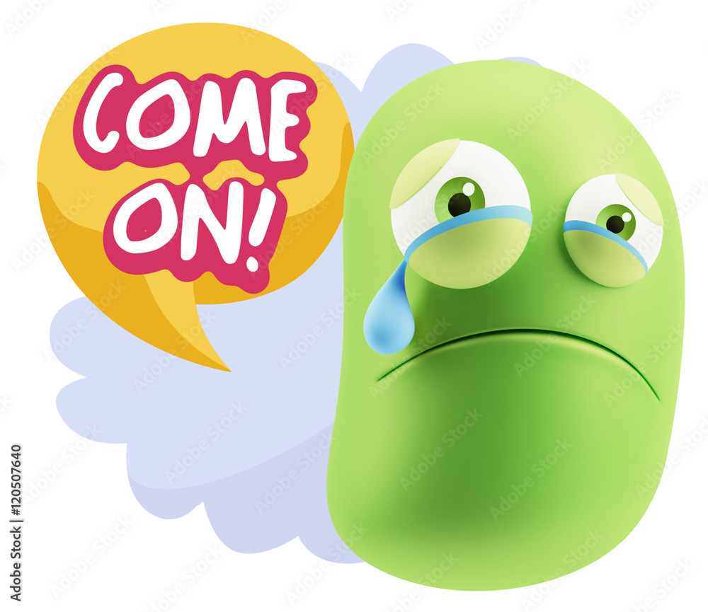 3d Illustration Sad Character Emoji Expression saying Come On wi 3d Illustration Sad Character Emoji Expression saying Come On wi
