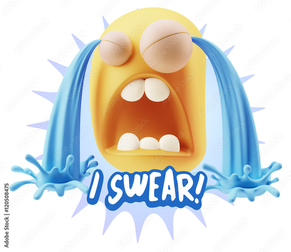 3d Illustration Sad Character Emoji Expression saying I Swear wi 3d Illustration Sad Character Emoji Expression saying I Swear wi