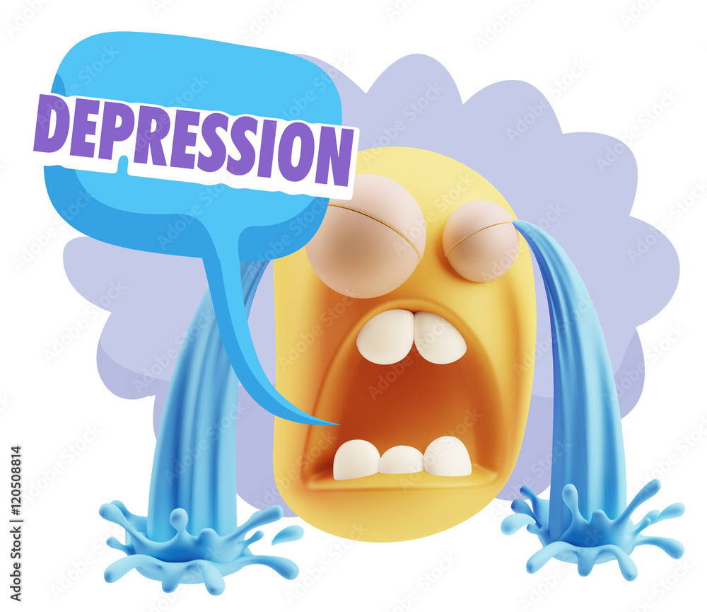 3d Illustration Sad Character Emoji Expression saying Depression 3d Illustration Sad Character Emoji Expression saying Depression
