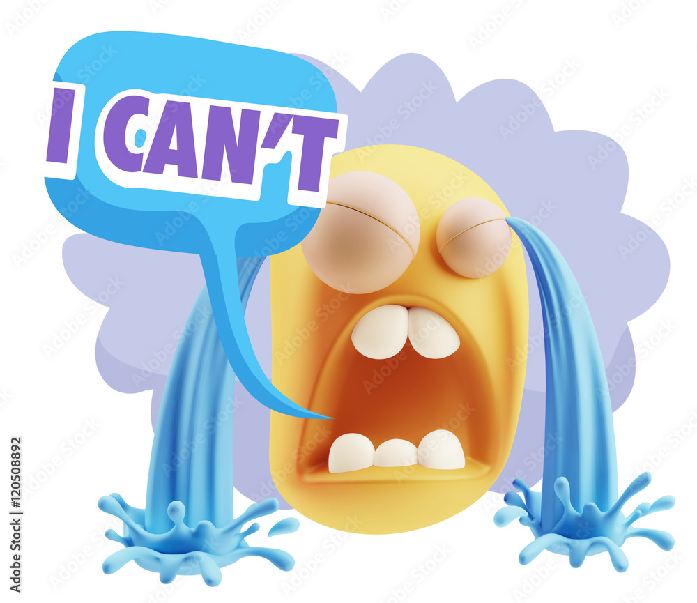 3d Illustration Sad Character Emoji Expression saying I Can't wi 3d Illustration Sad Character Emoji Expression saying I Can't wi