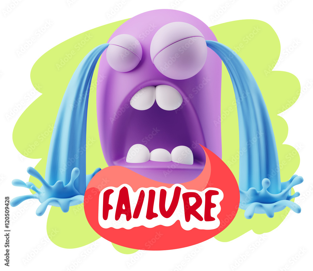 3d Illustration Sad Character Emoji Expression saying Failure wi 3d Illustration Sad Character Emoji Expression saying Failure wi