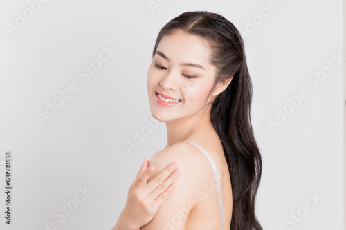 Young beauty Asian woman with healthy skin and eyes care concept