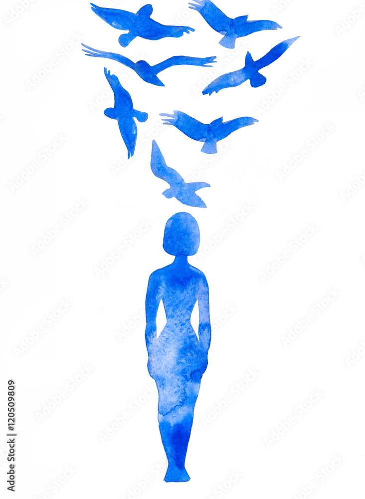 Obraz premium watercolor illustration of human thoughts