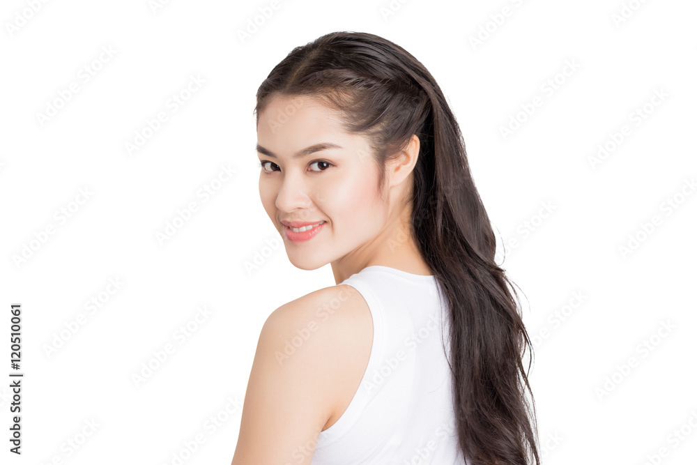 Young beauty Asian woman with healthy skin and eyes care concept Young beauty Asian woman with healthy skin and eyes care concept