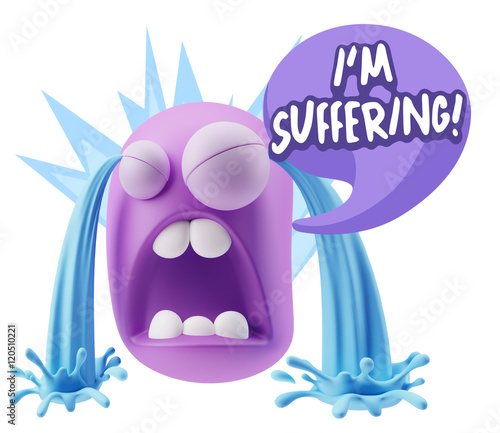 3d Illustration Sad Character Emoji Expression saying I m Suffer