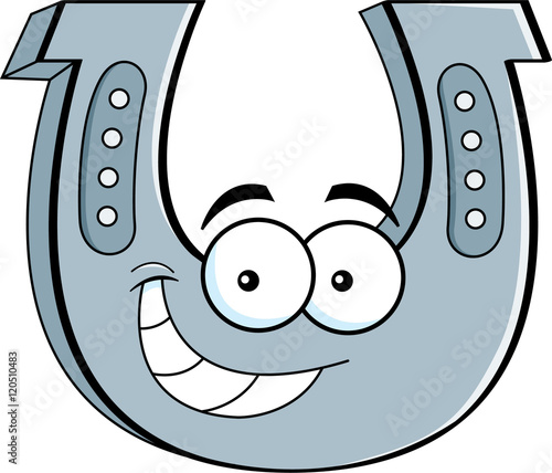 Cartoon illustration of a lucky horseshoe.