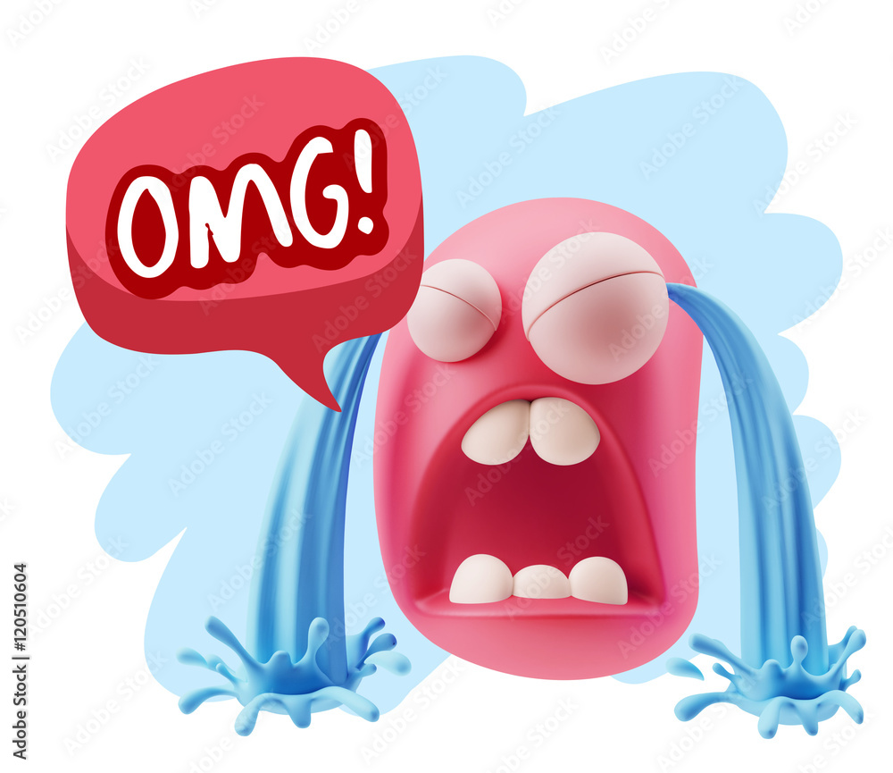 3d Illustration Sad Character Emoji Expression saying OMG with C 3d Illustration Sad Character Emoji Expression saying OMG with C