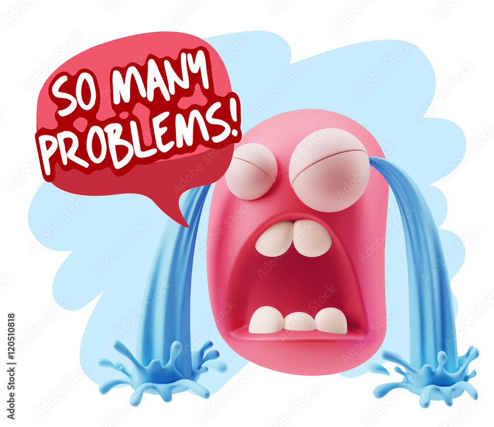 Obraz premium 3d Illustration Sad Character Emoji Expression saying So Many Pr