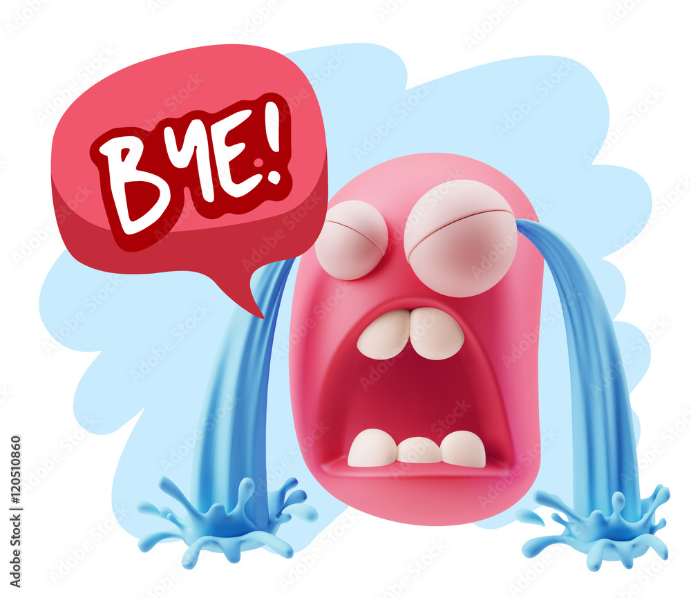 3d Illustration Sad Character Emoji Expression saying Bye with C 3d Illustration Sad Character Emoji Expression saying Bye with C