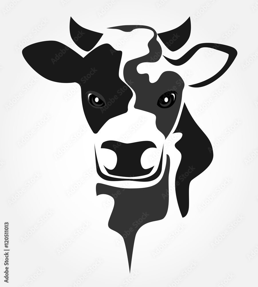 Cow head icon vector. Stylized cow face simple design.