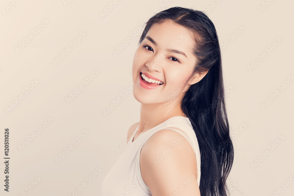 Young beauty Asian woman with healthy skin and eyes care concept Young beauty Asian woman with healthy skin and eyes care concept