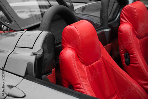 Red leather seats in the two-seater sports car photo