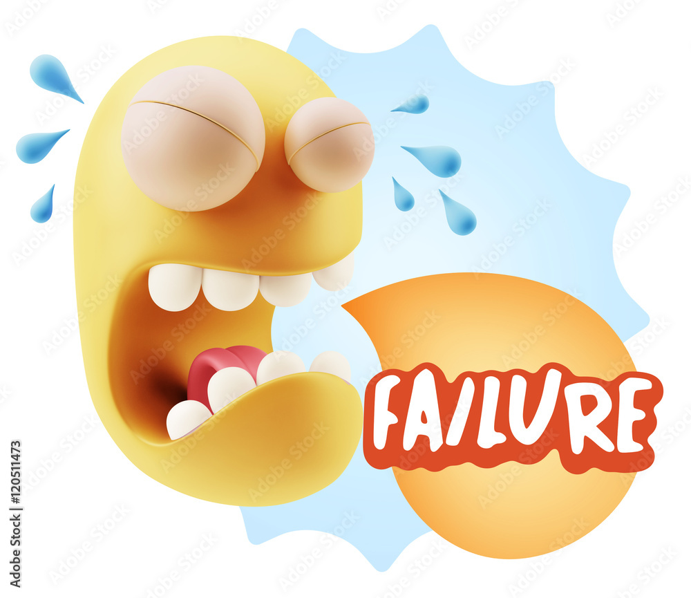 3d Illustration Sad Character Emoji Expression saying Failure wi 3d Illustration Sad Character Emoji Expression saying Failure wi