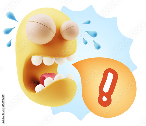 3d Illustration Sad Character Emoji Expression saying Exclamatio