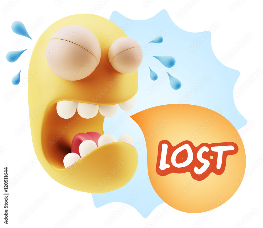3d Illustration Sad Character Emoji Expression saying Lost with 3d Illustration Sad Character Emoji Expression saying Lost with