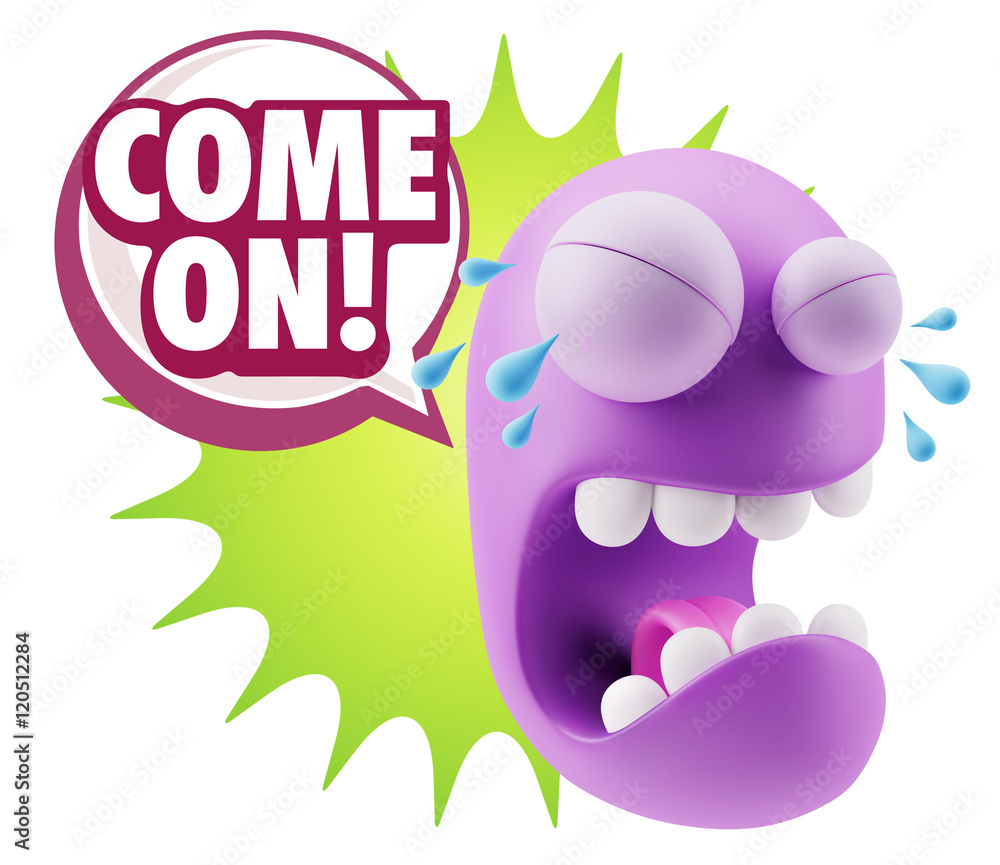 3d Illustration Sad Character Emoji Expression saying Come On wi 3d Illustration Sad Character Emoji Expression saying Come On wi