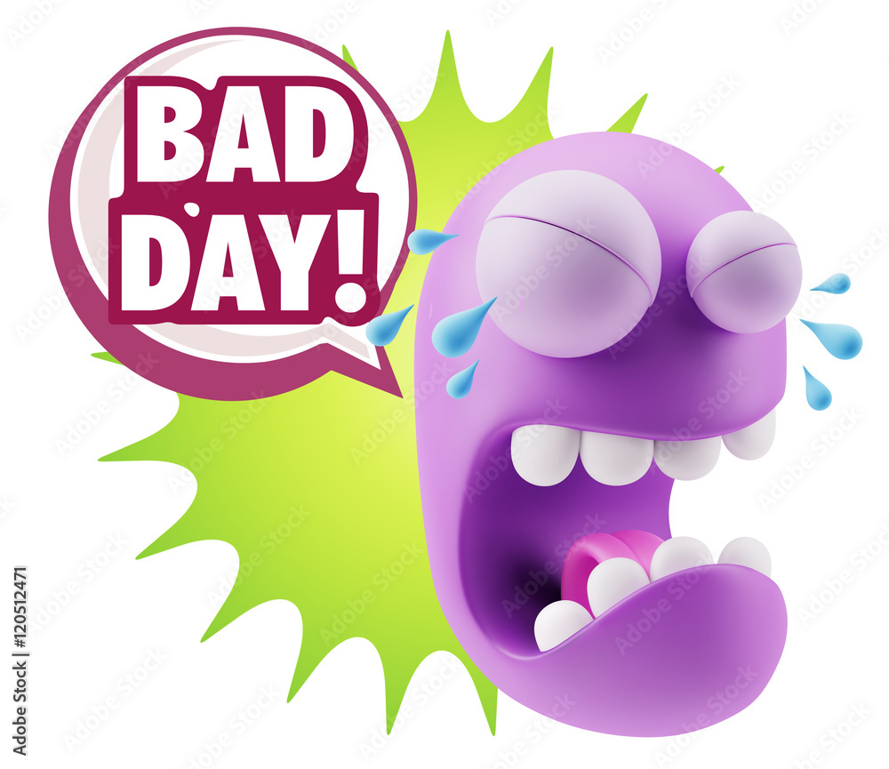 Obraz premium 3d Illustration Sad Character Emoji Expression saying Bad Day wi