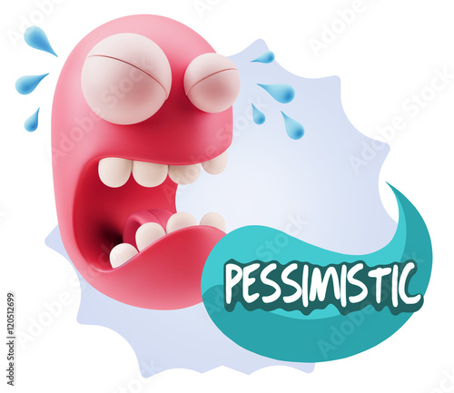 3d Illustration Sad Character Emoji Expression saying Pessimisti photo