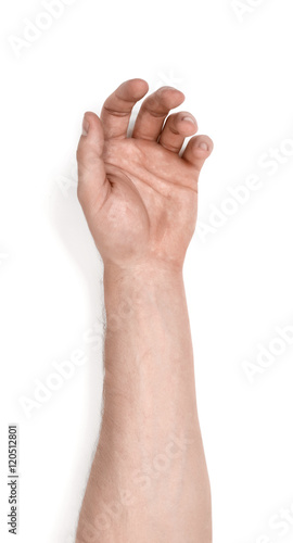 Foto Grasping hand of a man isolated on white background